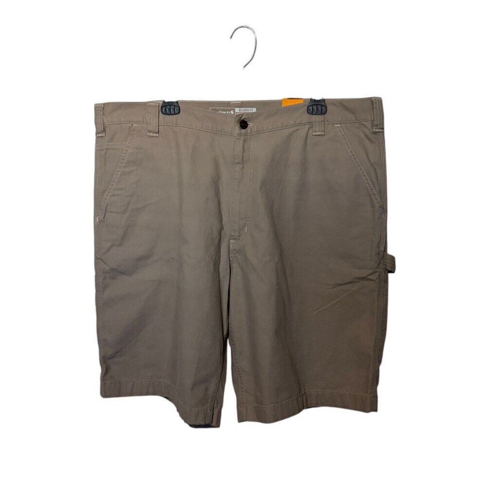Carhartt Shorts Mens 42 Khaki Rugged Flex Canvas Utility Work Short Relaxed Fit
